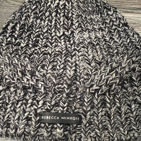 Rebecca Minkoff Grey Marled Knit Pom Pom Beanie - Picture 2 of 4